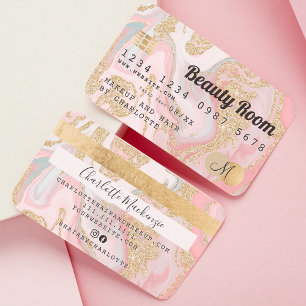 Visite Carte de crédit or marbre rose beauté monogramme