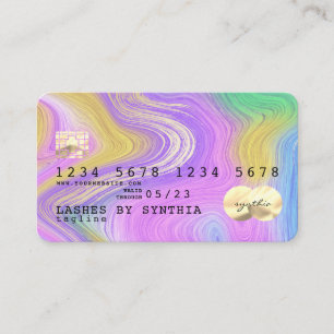 Visite carte de crédit pastel unicorn rose et or marbre