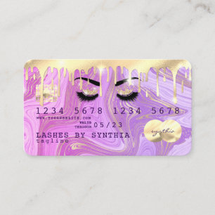 Visite carte de crédit pastel violet or rose gouttes marb