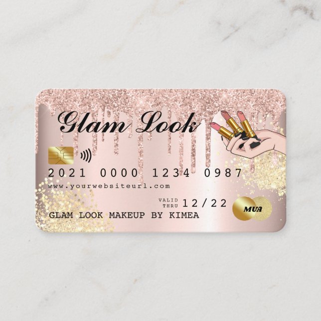 Visite Carte de crédit rose Gold Parties scintillant Drip (Devant)