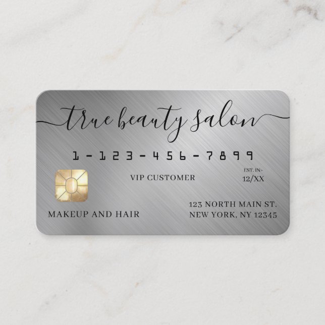 Visite Carte de crédit Script signature en argent simple (Devant)