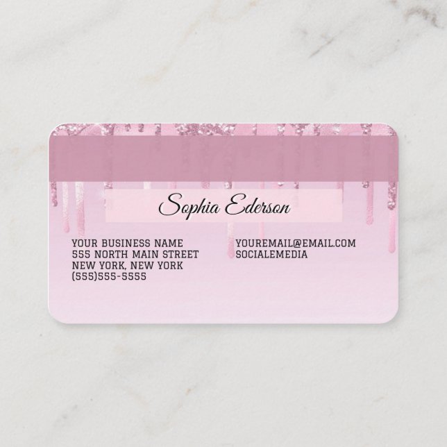 Visite Carte de crédit Style Parties scintillant rose (Dos)