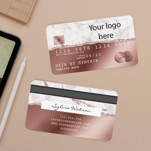 Visite Carte de crédit Style RoseGold ajoutez votre logo (Créateur téléchargé)
