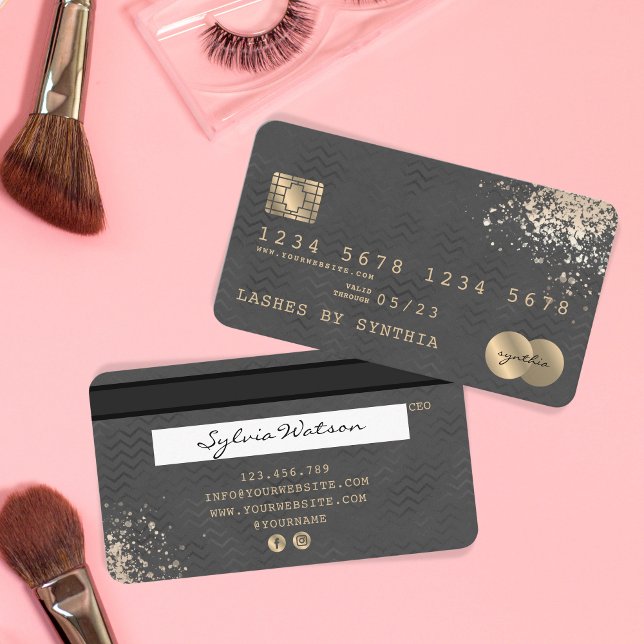 Visite Carte de crédit Styled Black Chevron (Créateur téléchargé)