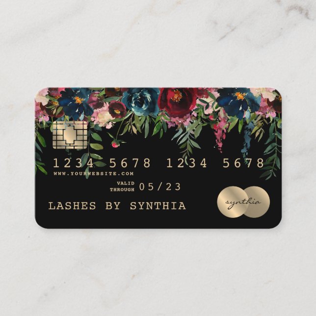 Visite Carte de crédit Styled Driving Gold Floral (Devant)