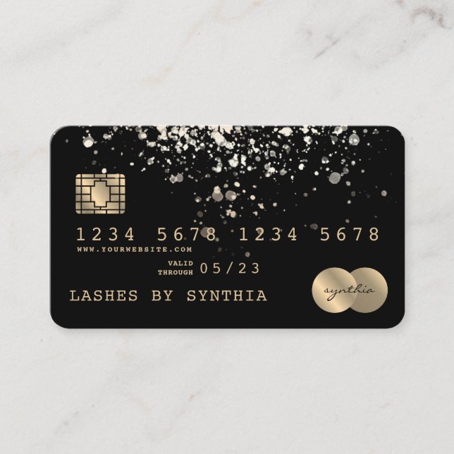 Visite Carte de crédit Styled Gold Confetti (Devant)