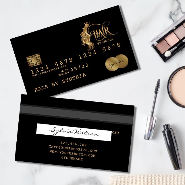 Visite Carte de crédit Styled Gold Hair Stylist (Créateur téléchargé)