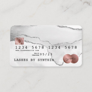 Visite Carte de crédit Styled Gris Agate Rose Or