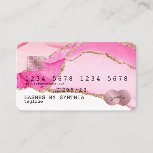 Visite Carte de crédit Styled Pink Agate Gold Maquillage