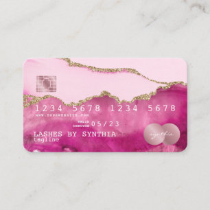 Visite Carte de crédit Styled Pink Agate Gold Maquillage