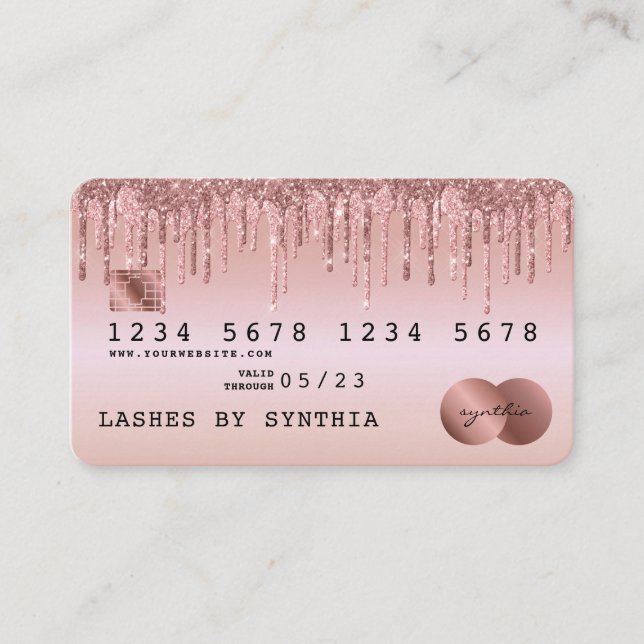 Visite Carte de crédit Styled Rose Gold Driving Gold (Devant)
