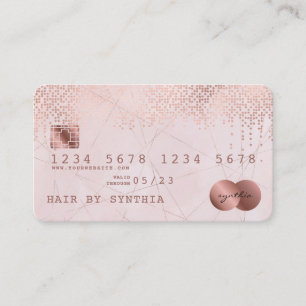 Visite Carte de crédit Stylisé Rose Gold Confetti