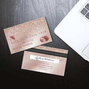 Visite Carte de crédit Stylisé Rose Gold Confetti