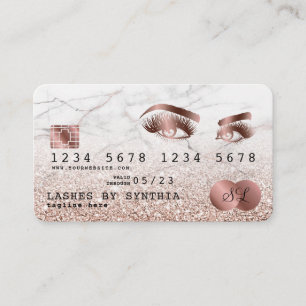 Visite Carte de crédit Stylisé Rose Gold Lashes Marbre