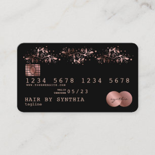 Visite Carte de crédit Stylisé Rose Gold Ornate