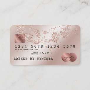 Visite Carte de crédit Stylisé Rose or brillant Floral