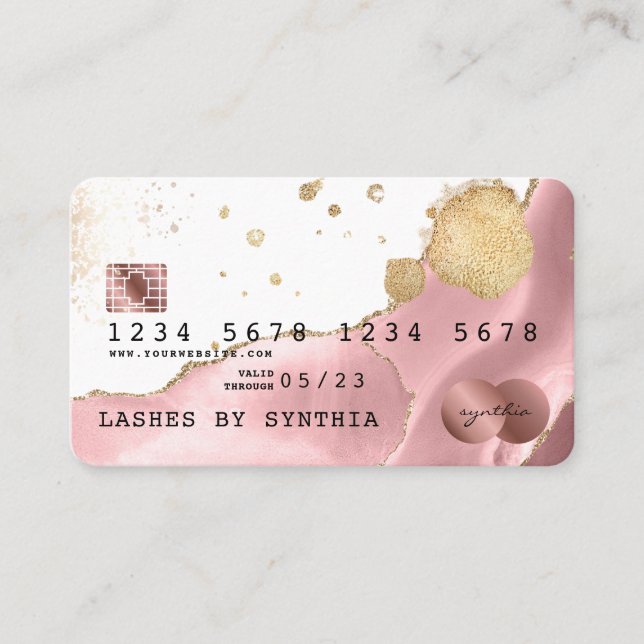 Visite Carte de crédit Stylisé rose rose rose Agate Rose  (Devant)