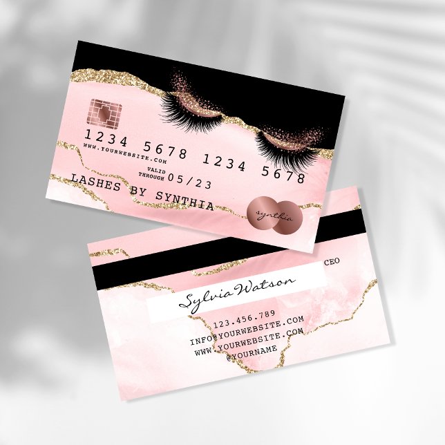 Visite Carte de crédit Stylisée rose vif Agate Longues ci (Créateur téléchargé)