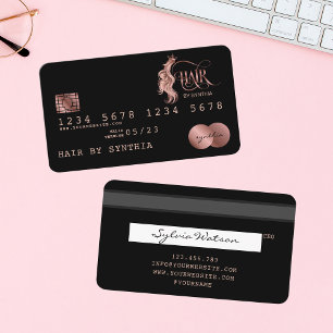 Visite Carte de crédit Styliste Rose stylisée Gold cheveu