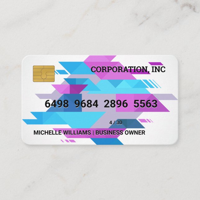 Visite Carte de crédit | Triangles coloré Abstrait (Devant)
