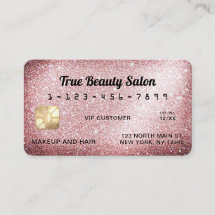 Visite Carte de crédit unique Rose Sparkly Gold Parties s