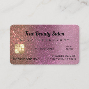 Visite Carte de crédit unique Sparkly Gold Pink Parties s