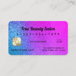 Visite Carte de crédit unique Sparkly Magenta Blue Partie