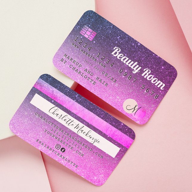 Visite Carte de crédit violet rose parties scintillant be (Créateur téléchargé)