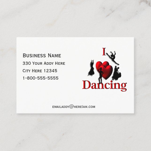 Visite Carte de danse J'adore la danse (Devant)