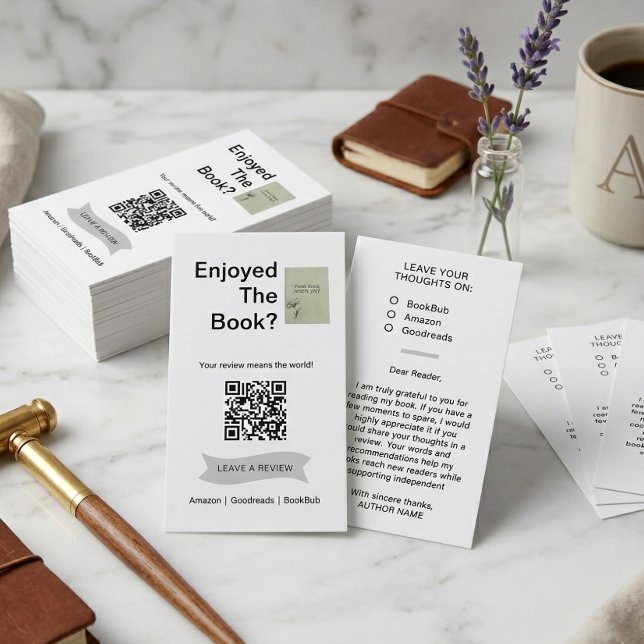 Visite Carte de demande d'avis de livre Code QR Auteur C (Créateur téléchargé)
