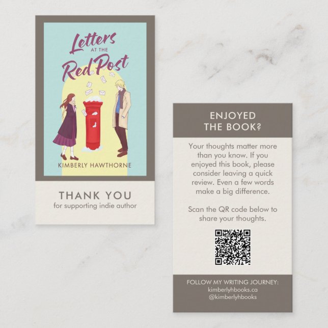 Visite Carte de demande d'avis de livre d'auteur Code QR  (Devant / Derrière)