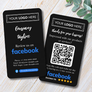 Visite Carte de demande d'avis Facebook avec logo et code