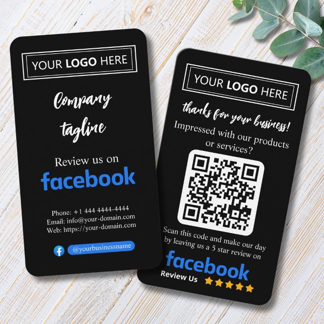 Visite Carte de demande d'avis Facebook avec logo et code (Facebook business signs 5 star review,
customer feedback business cards,)