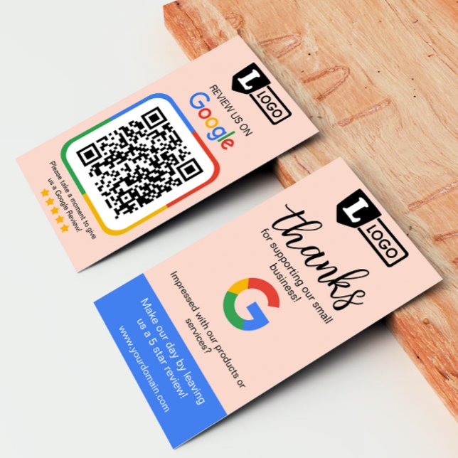 Visite Carte de demande d'avis Google avec logo (Google business review request card with logo and qr code, get 5 star reviews for your business)
