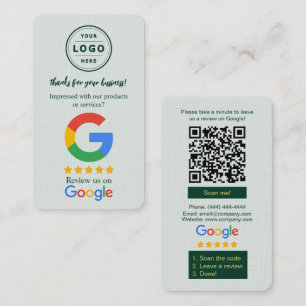 Visite Carte de demande d'avis Google avec logo et QR Cod
