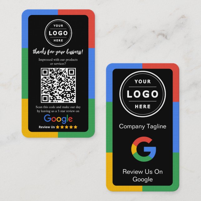 Visite Carte de demande d'avis Google avec logo et QR Cod (Devant / Derrière)