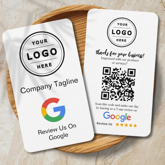 Visite Carte de demande d'avis Google avec logo et QR Cod (Google Feedback business cards with QR code)
