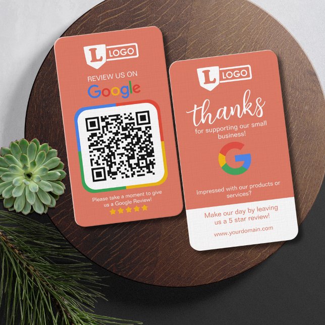 Visite Carte de demande d'avis Google avec QR Code Terrac (Google review business cards)