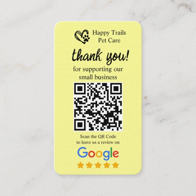 Visite Carte de demande d'avis Google pour les soins aux  (Devant)