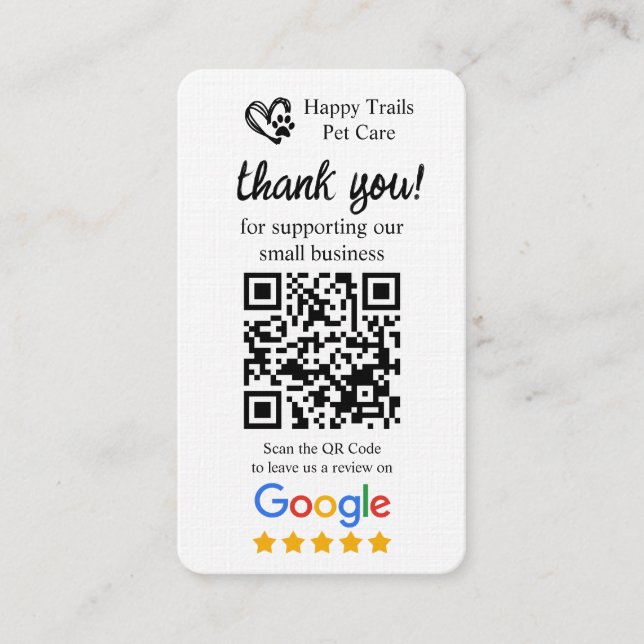 Visite Carte de demande d'avis Google pour les soins aux  (Devant)