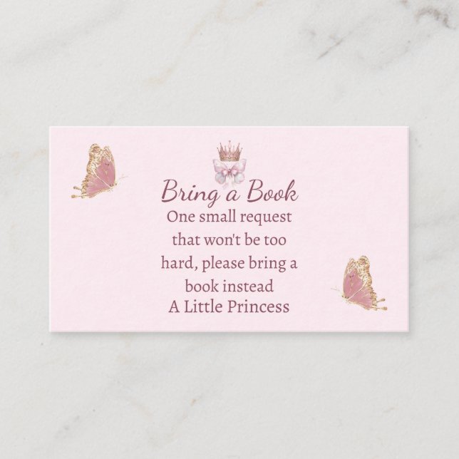 Visite Carte de demande de livre de la princesse Pink Gol (Devant)
