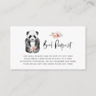 Visite Carte de demande de livre floral bébé panda aquare