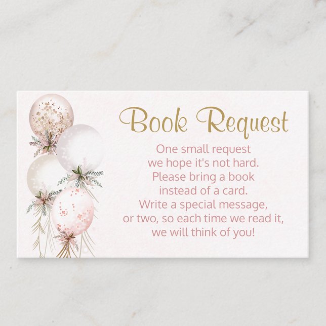 Visite Carte de demande de livre pour fille avec ballon (Créateur téléchargé)