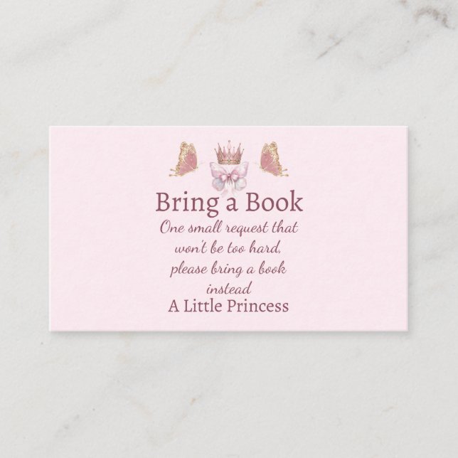 Visite Carte de demande de livre Princesse Rose Gold (Devant)