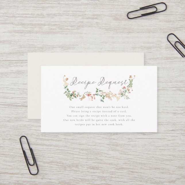 Visite Carte de demande de recette de fleurs sauvages rom (Devant/Arrière en situation)