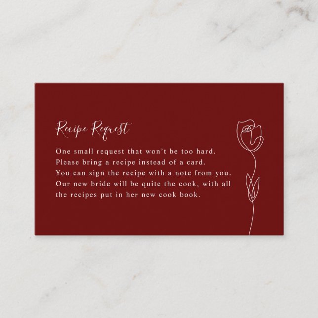 Visite Carte de demande de recette d'illustration florale (Devant)