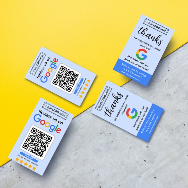 Visite Carte de demande de révision Google avec logo et c (Google business review request cards with logo and qr code, get 5 star reviews for your business)