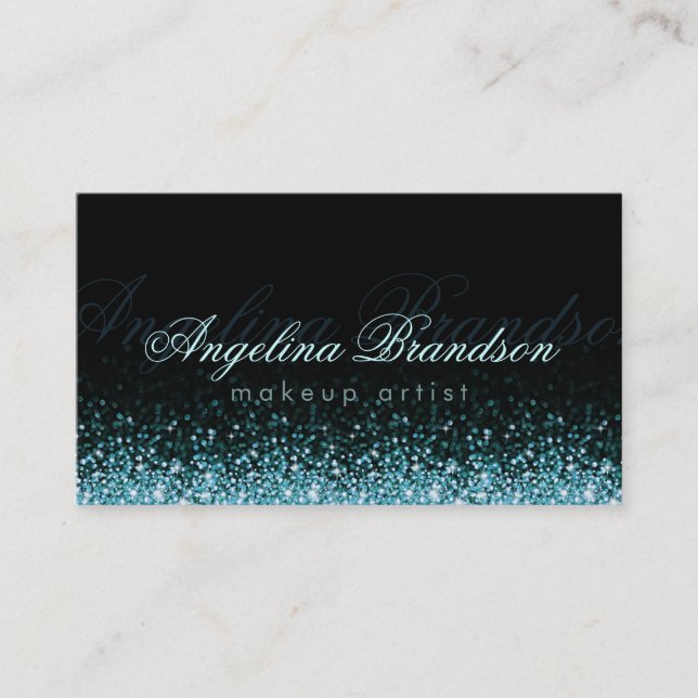 Visite Carte de design bleu turquoise chatoyante (Devant)