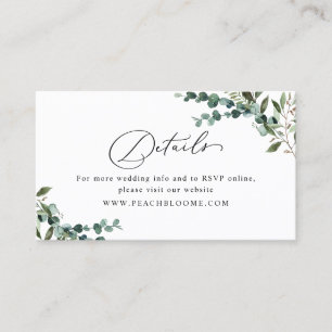 Visite Carte de détails de mariage avec code QR Greenery