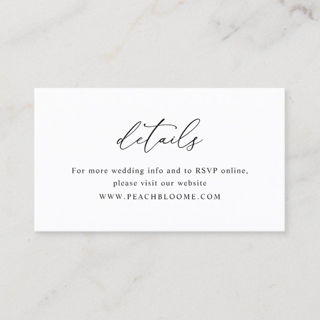 Visite Carte de détails de petit Mariage noir et blanc si (Devant)